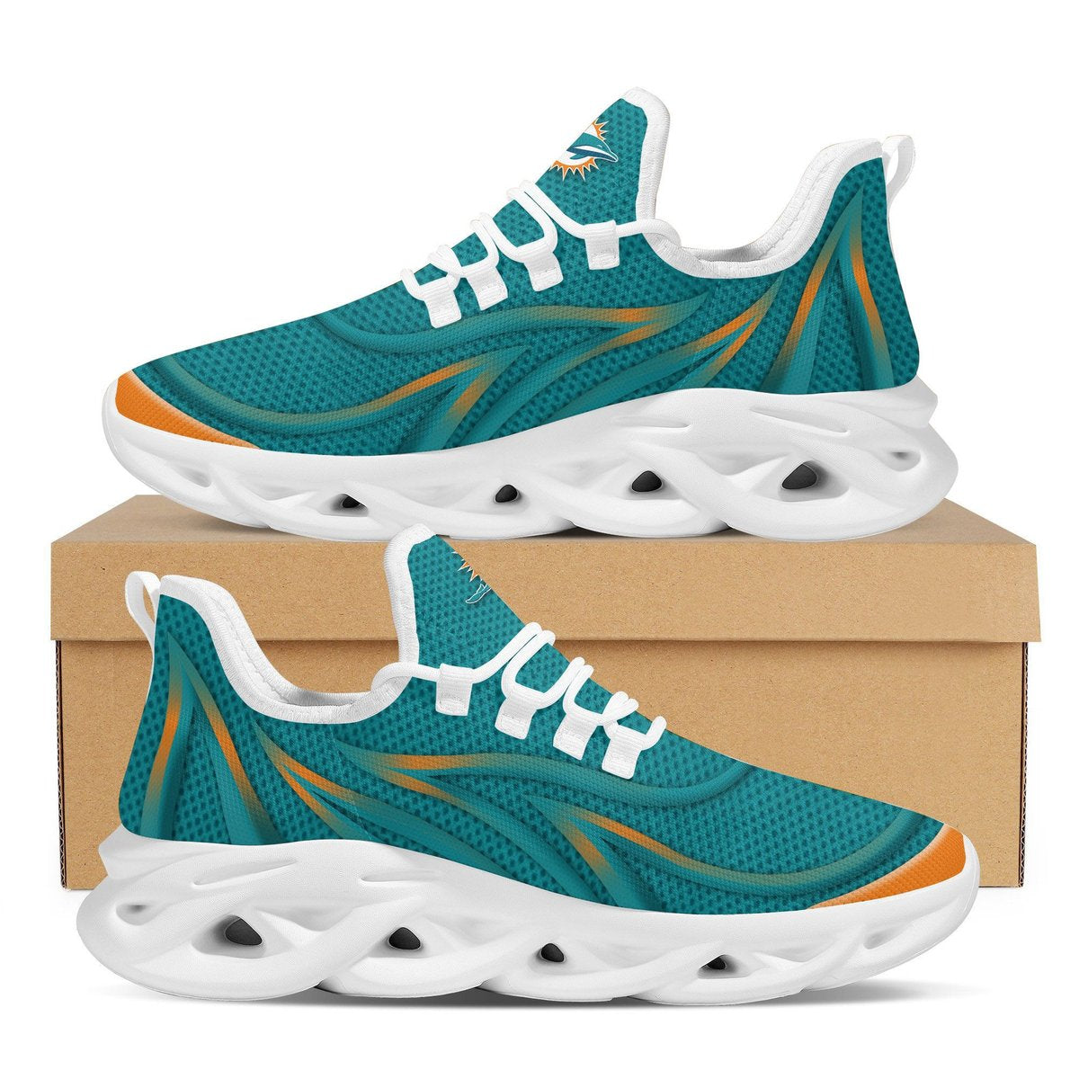 Miami Dolphins Neon Flames Design Trending Max Soul Clunky Sneaker Shoes For Mens Womensamerican Football Team Fans For Men Women