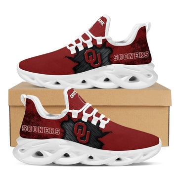 Oklahoma Sooners Cracked Design Trending Max Soul Clunky Sneaker Shoes Custom Name Personalized For Mens Womens Fans For Men Women
