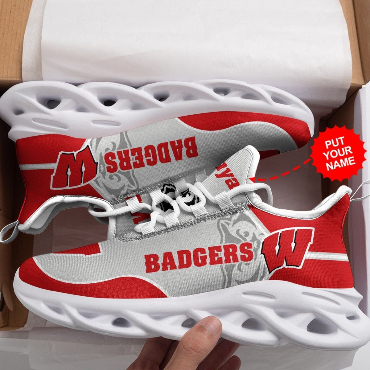 Wisconsin Badgers Custom Personalized Max Soul Sneakers Running Sports Shoes For Men Women For Men Women