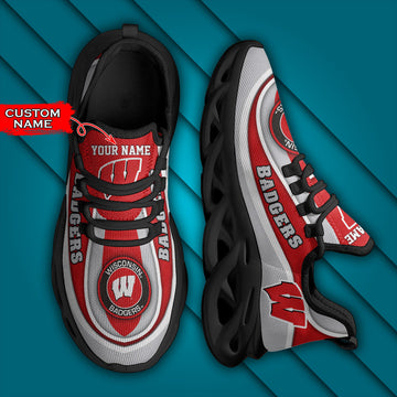 Caa Wisconsin Badgers Max Soul Sneaker Personalized Custom Name Gift For Sport Lovers