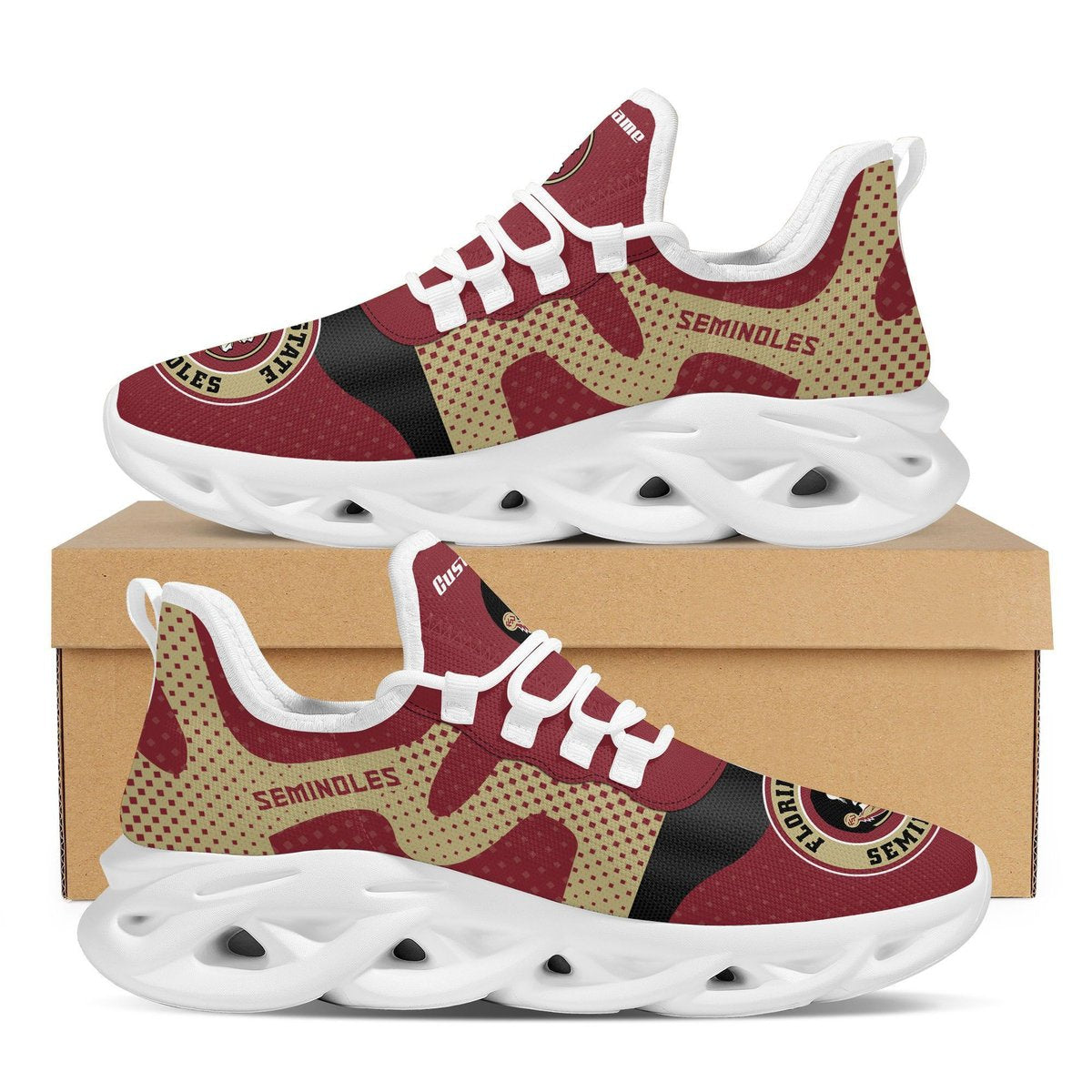 Florida State Seminoles Custom Name Sports Best Seller Design Max Soul Shoes Florida State University For Men Women