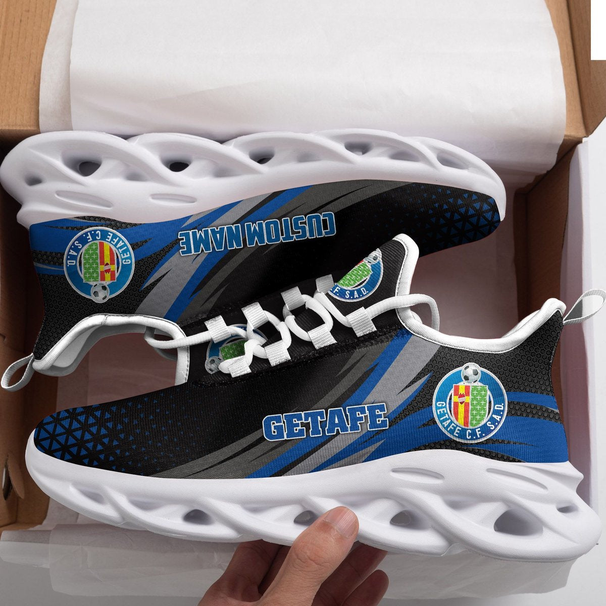 Getafe Triangle Custom Personalized Max Soul Sneakers Running Sports Shoes For Men Women Football Fan Football Fan For Men Women