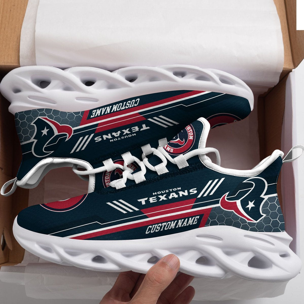 Houston Texans Custom Personalized Max Soul Sneakers Running Sports Shoes For Men Women Football Fanfootball Fan For Men Women
