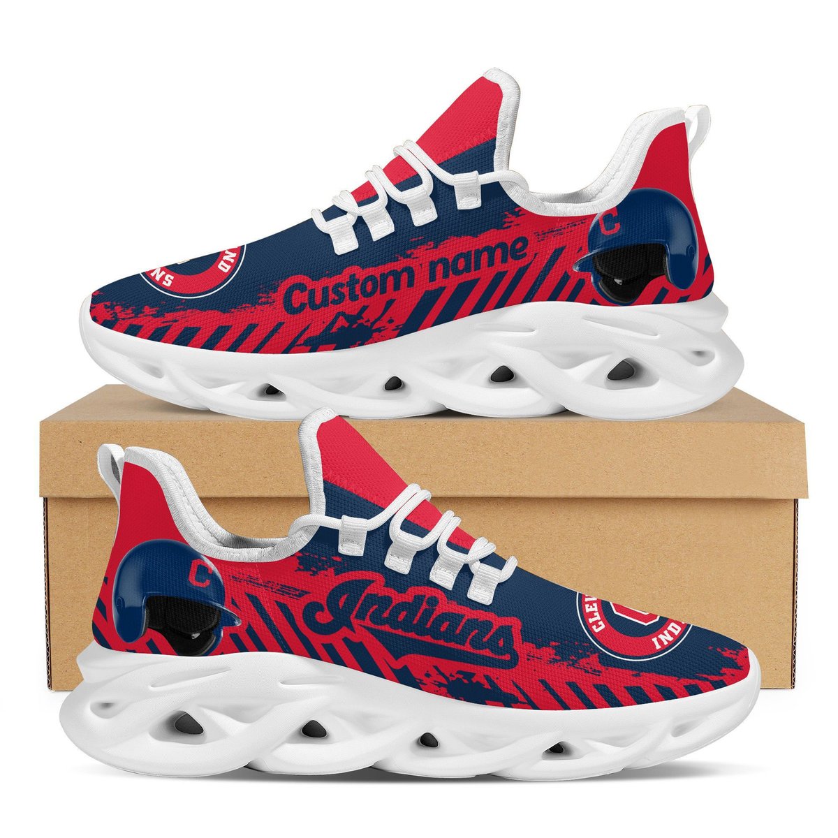 Cleveland Indians Baseball Team Helmet Custom Name Personalized Men And Women Max Soul Sneakers Shoes For Fans For Men Women