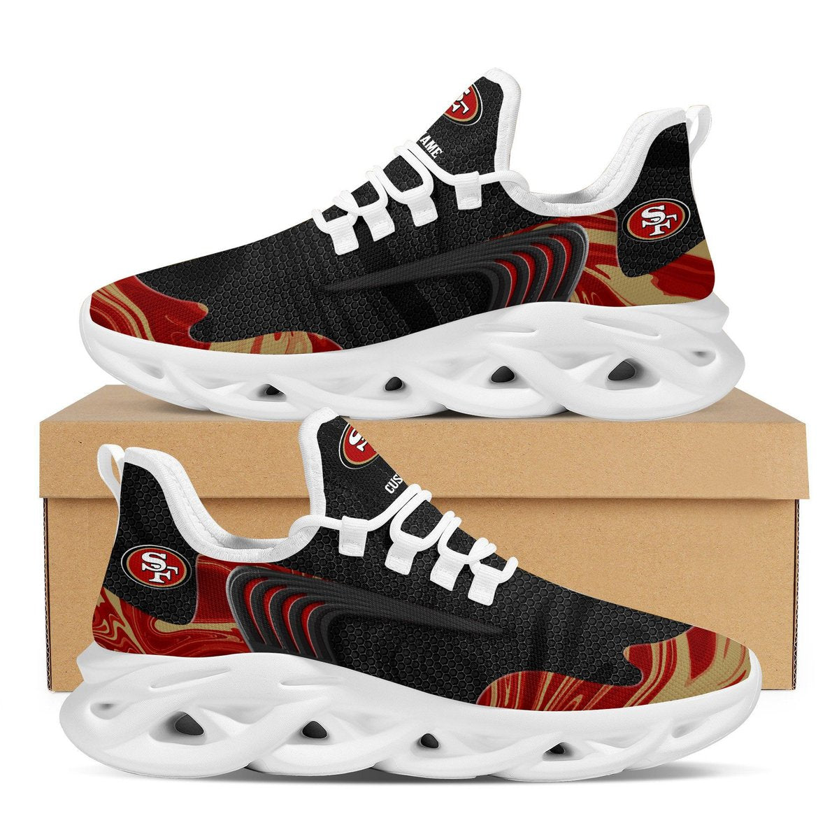 San Francisco 49ers Team Custom Personalized With Name Max Soul Sneakers Running Sports Shoes For Men Women Adults Football For Men Women