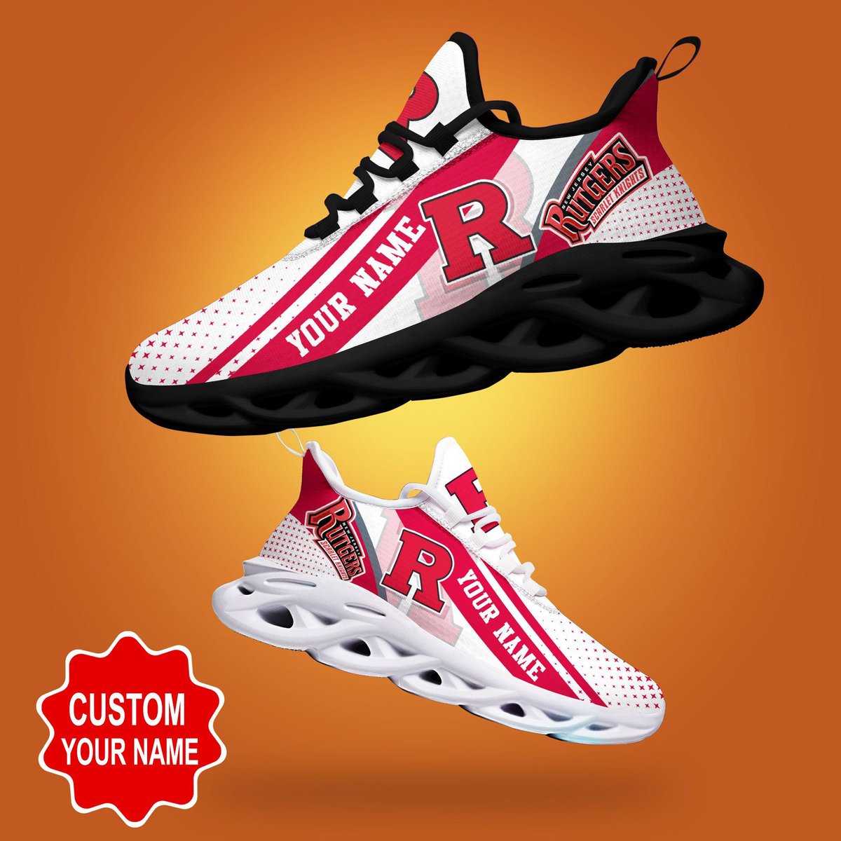 Utgers Scarlet Knights Ncaa3 Personalized Max Soul Sneakers New Trending Gift For Sport Lovers, Perfect Choice Camping Travel