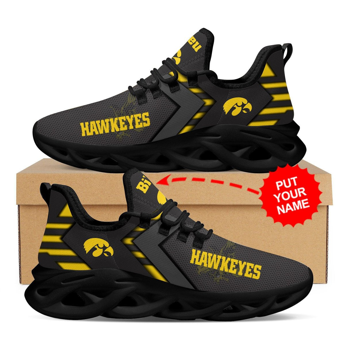 Iowa Hawkeyes Custom Personalized Max Soul Sneakers Running Sports Shoes For Men Women For Men Women