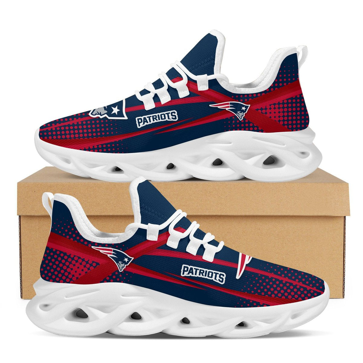 New England Patriotsfootball Team Symbol Geometric Sporty Max Soul Sneakers Shoes Footwear For Men And Women For Men Women