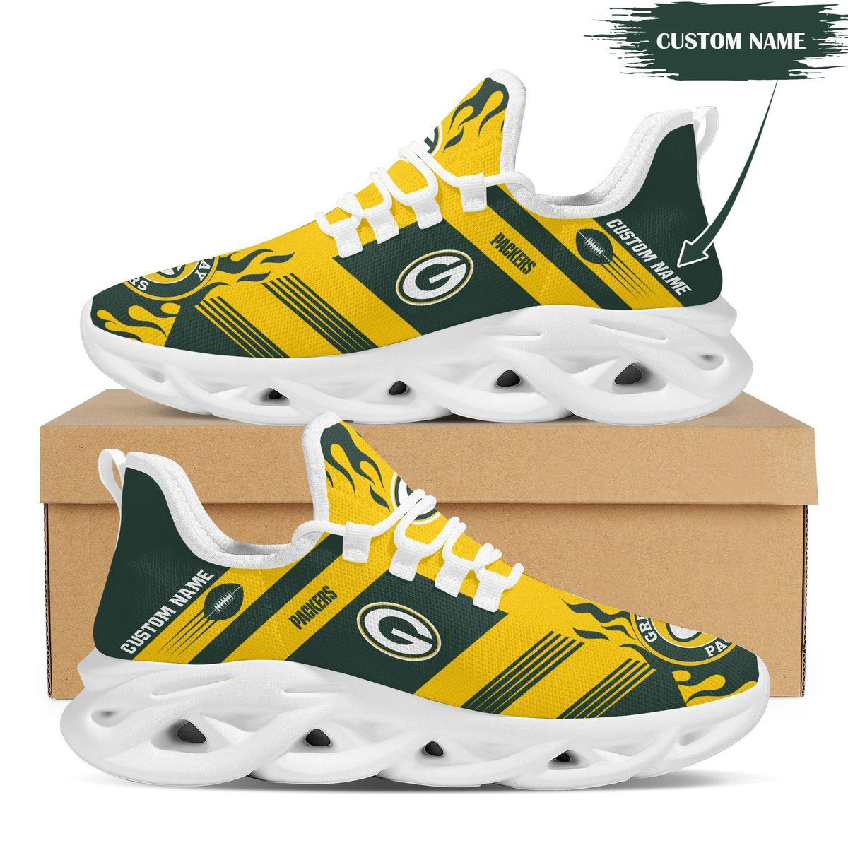 Green Bay Packers Custom Personalized Max Soul Sneakers Running Sports Shoes For Men Women For Men Women