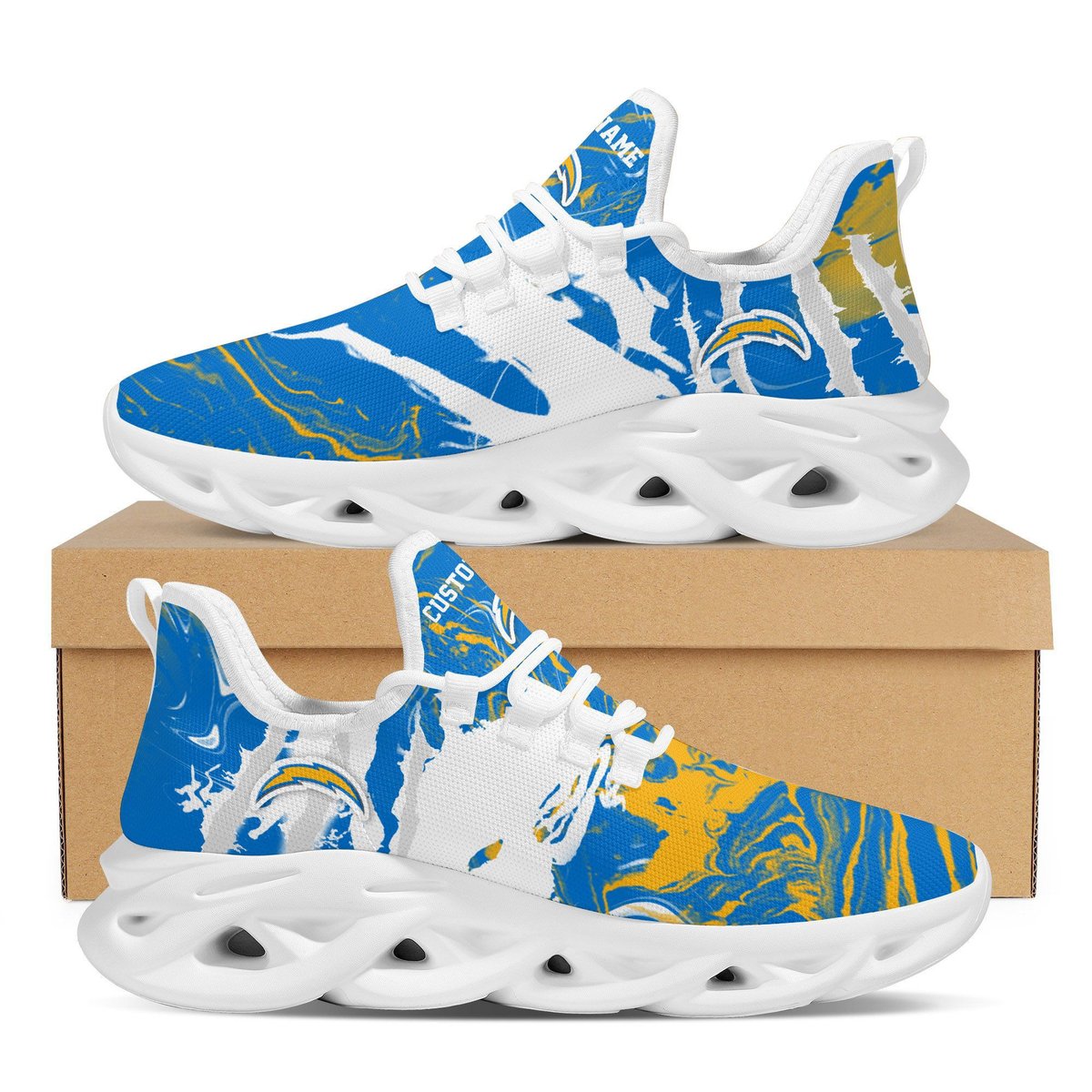 Los Angeles Chargersamerican Football Team Trending Custom Personalized With Name Max Soul Clunky Sneaker Shoes For Men Women For Men Women