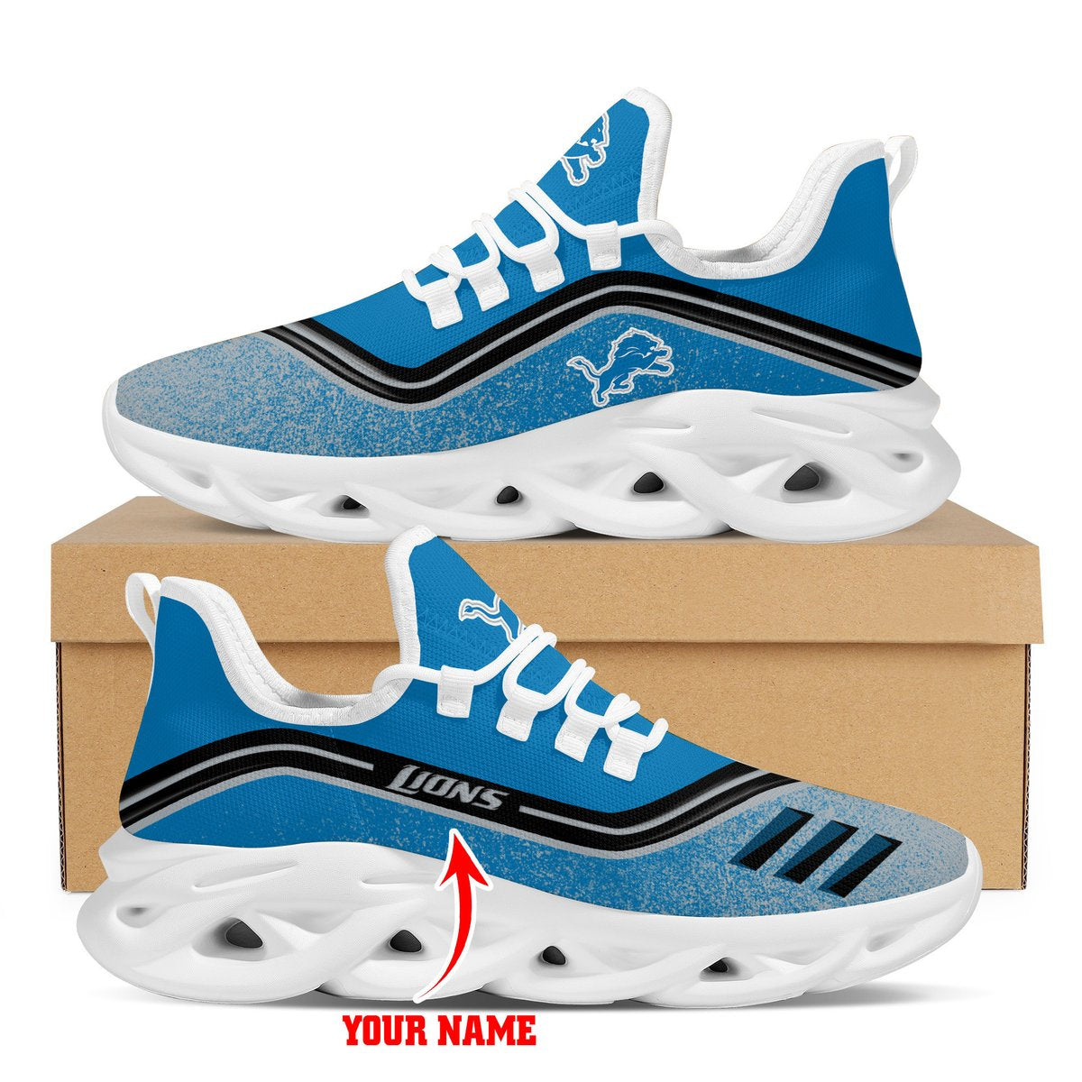 Detroit Lions Custom Name Max Soul Sneaker For Men Women