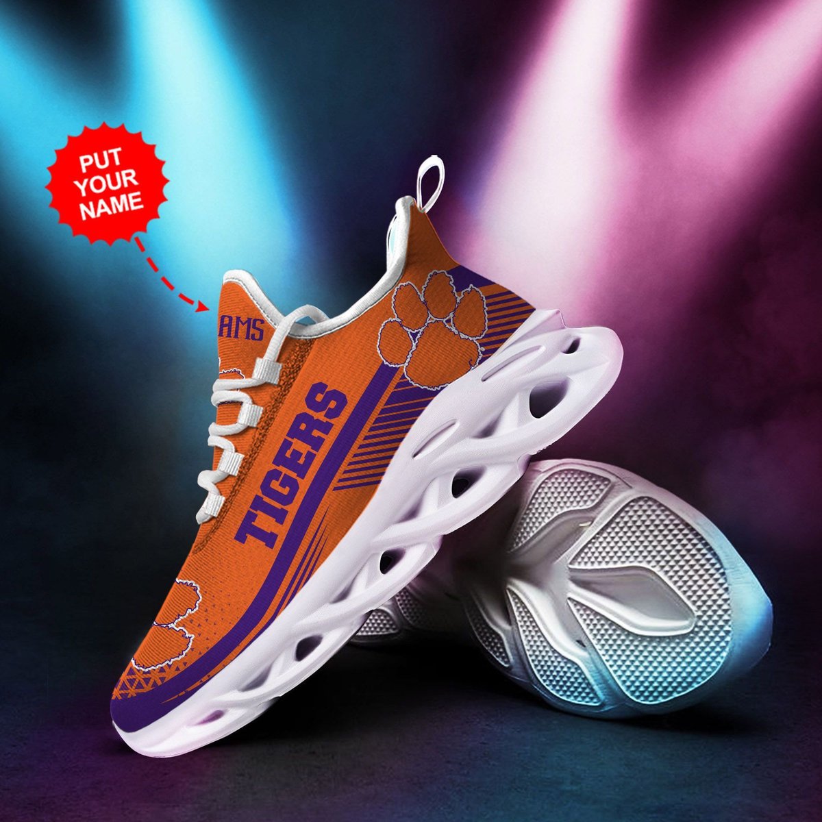 Clemson Tigers Custom Personalized Max Soul Sneakers Running Sports Shoes For Men Women For Men Women