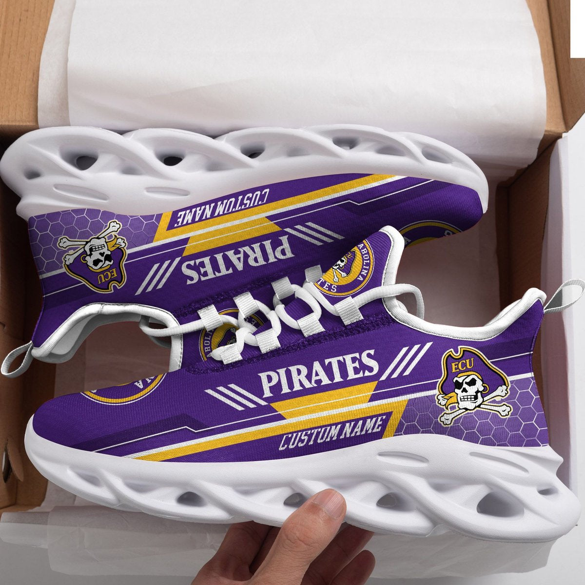 East Carolina Pirates Custom Personalized Max Soul Sneakers Running Sports Shoes For Men Women Football Fan Football Fan For Men Women