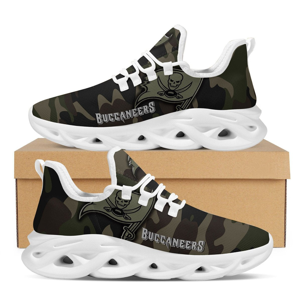 Tampa Bay Buccaneers Camo Camouflage Design Trending Max Soul Clunky Sneaker Shoes For Mens Womensamerican Football Team Fans For Men Women