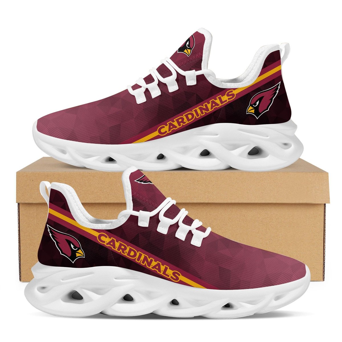 Arizona Cardinals Polygonal Design Trending Max Soul Clunky Sneaker Shoes For Mens Womens American Football Team Fans For Men Women