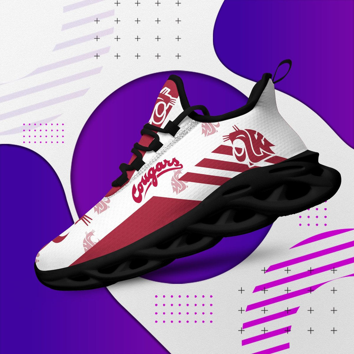 Ashington State Cougars Ncaa1 Personalized Max Soul Sneakers New Trending Gift For Sport Lovers, Perfect Choice Camping Travel