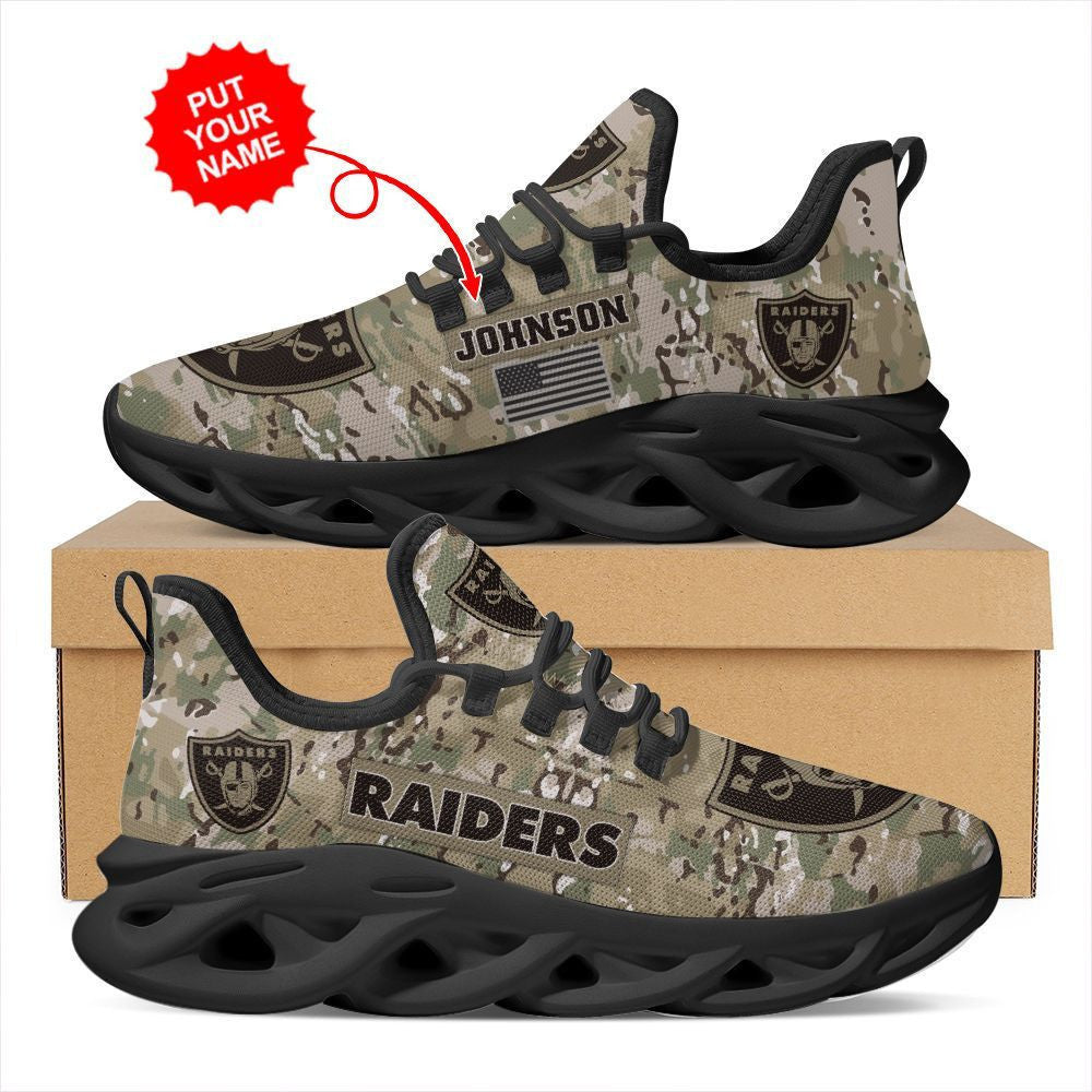 Las Vegas Raiders Us Army Military Rank Design Camouflage Custom Name Personalized Max Soul Sneakers Running Sports Shoes For Men Womenfootball