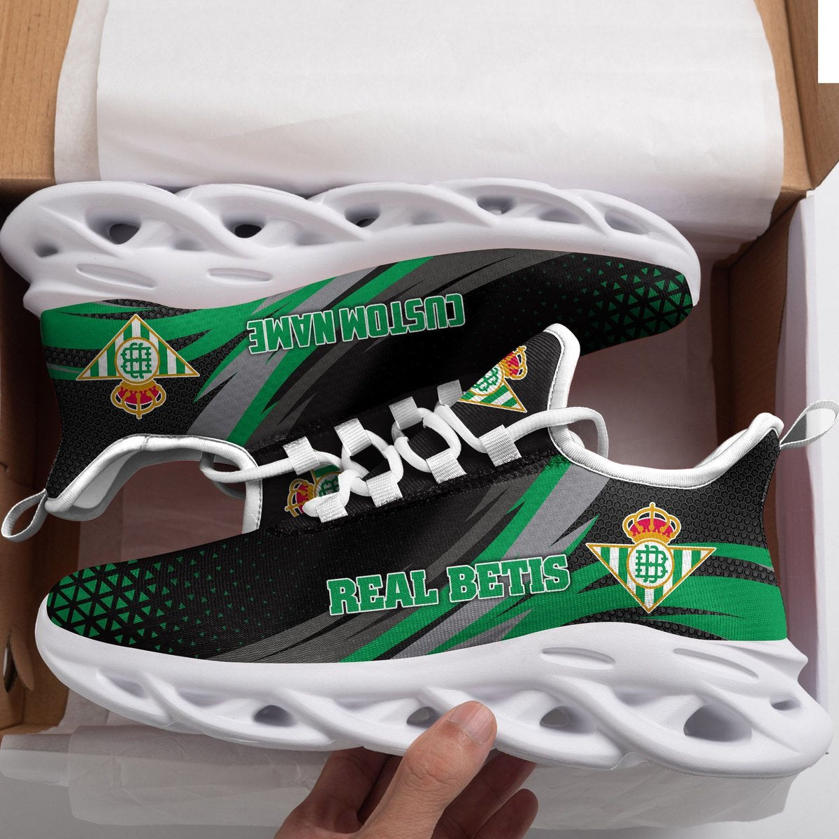 Real Betis Triangle Custom Personalized Max Soul Sneakers Running Sports Shoes For Men Women Football Fan Football Fan For Men Women