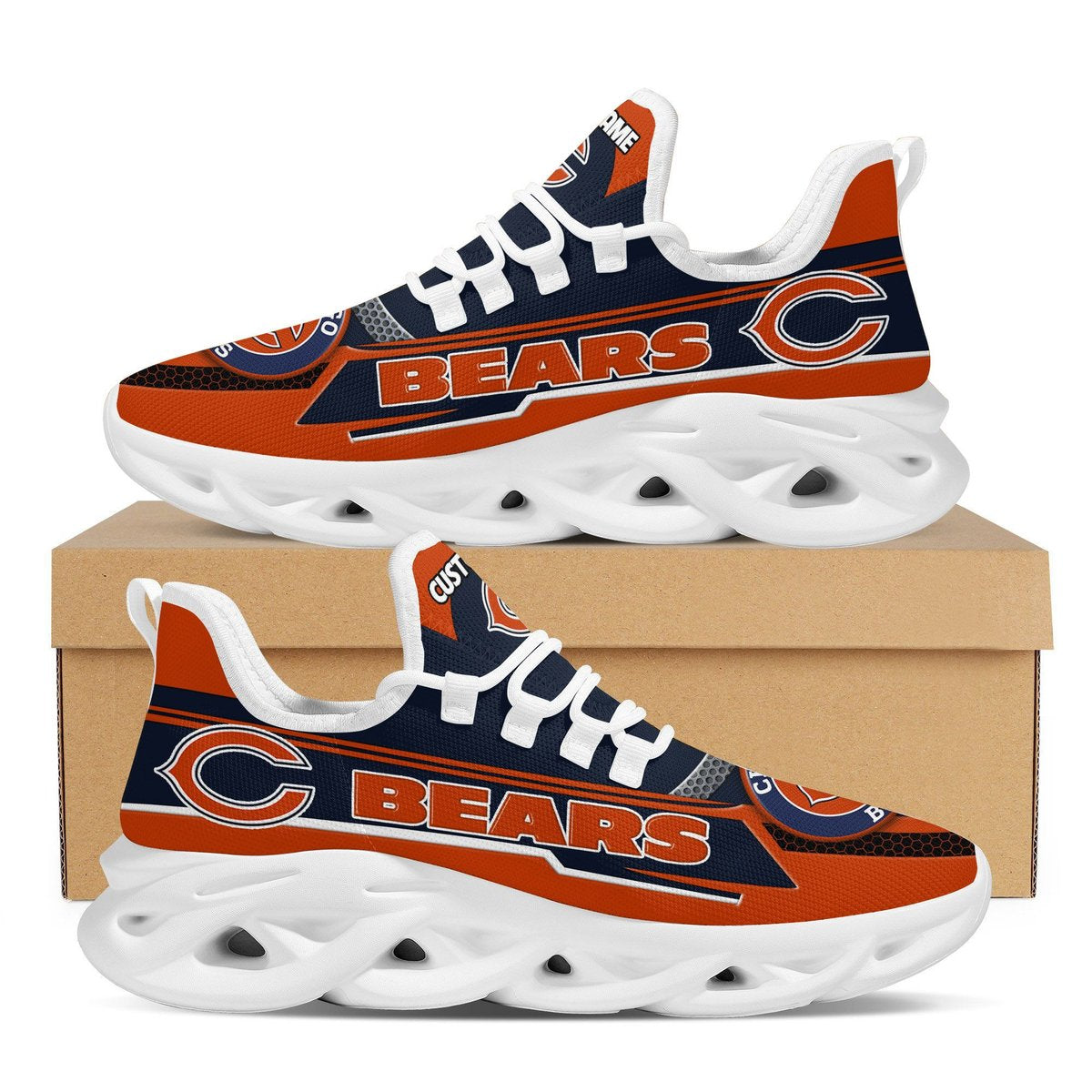 Chicago Bearsfootball Team Symbol Geometric Pattern Custom Name Personalized 3d All Over Print Max Soul Sneakers For Men And Women For Men Women