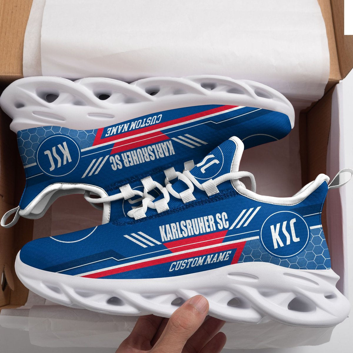 Karlsruher Sc Custom Personalized Max Soul Sneakers Running Sports Shoes For Men Women Football Fan Football Fan For Men Women