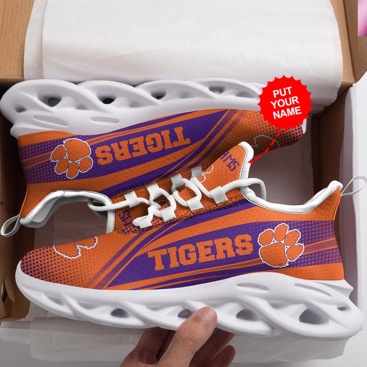 Clemson Tigers Custom Personalized Max Soul Sneakers Running Sports Shoes For Men Women For Men Women