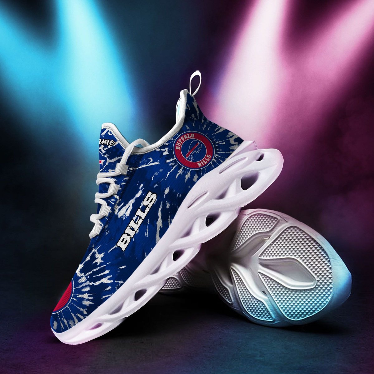 Buffalo Bills Custom Name Tie Dye Max Soul Sneaker Shoes For Fans For Men Women