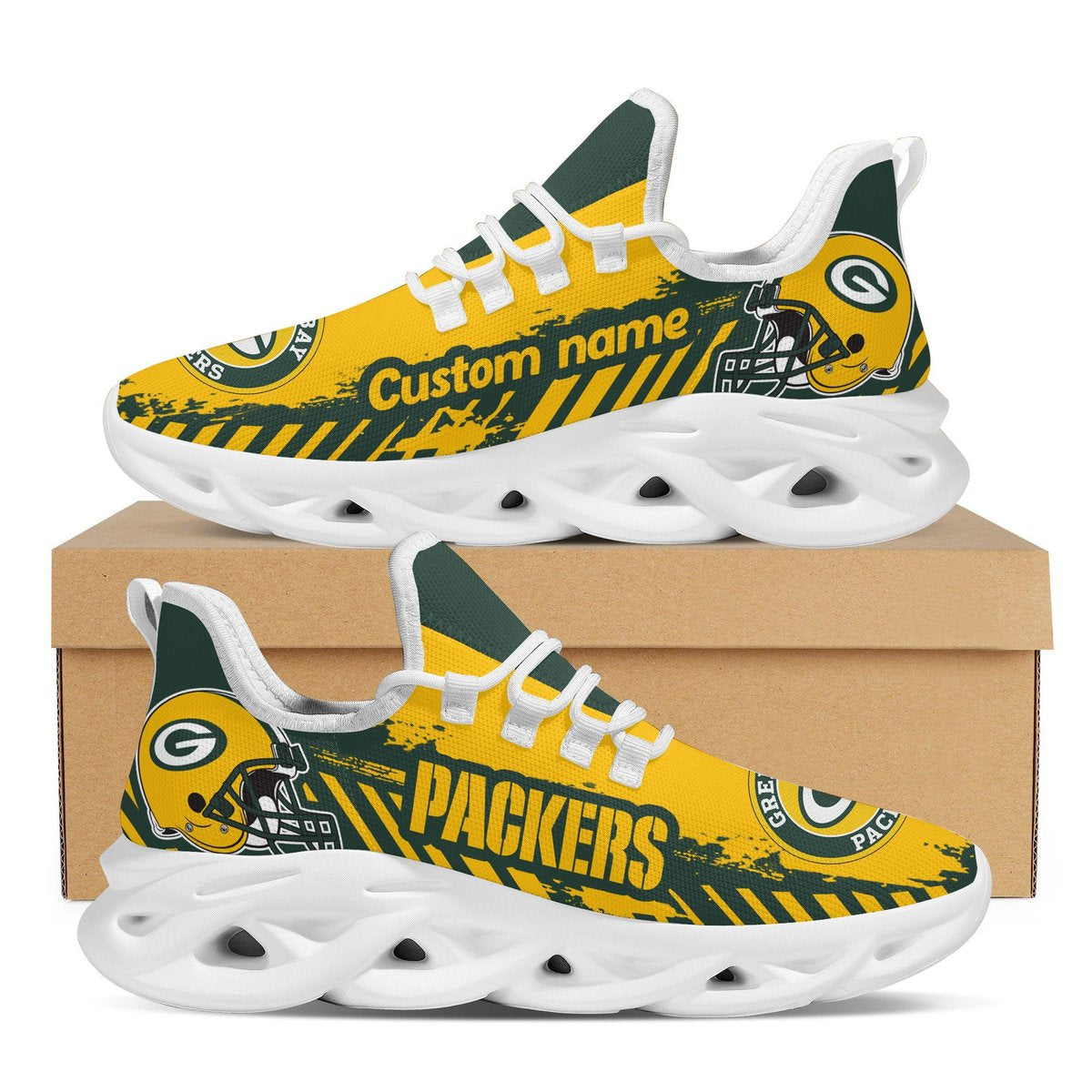 Green Bay Packers Americanfootball Team Helmet Custom Name Personalized Men And Women Max Soul Sneakers Shoes For Fans For Men Women