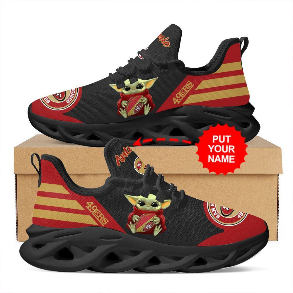 San Francisco 49ers Baby Yoda Hug Custom Name P49ersonalized Max Soul Sneak49ers Running Sports Shoes For Men Women For Men Women
