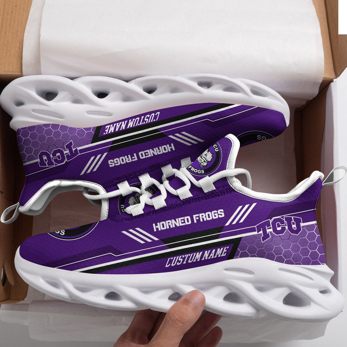 Tcu Horned Frogs Custom Personalized Max Soul Sneakers Running Sports Shoes For Men Women Football Fan Football Fan For Men Women