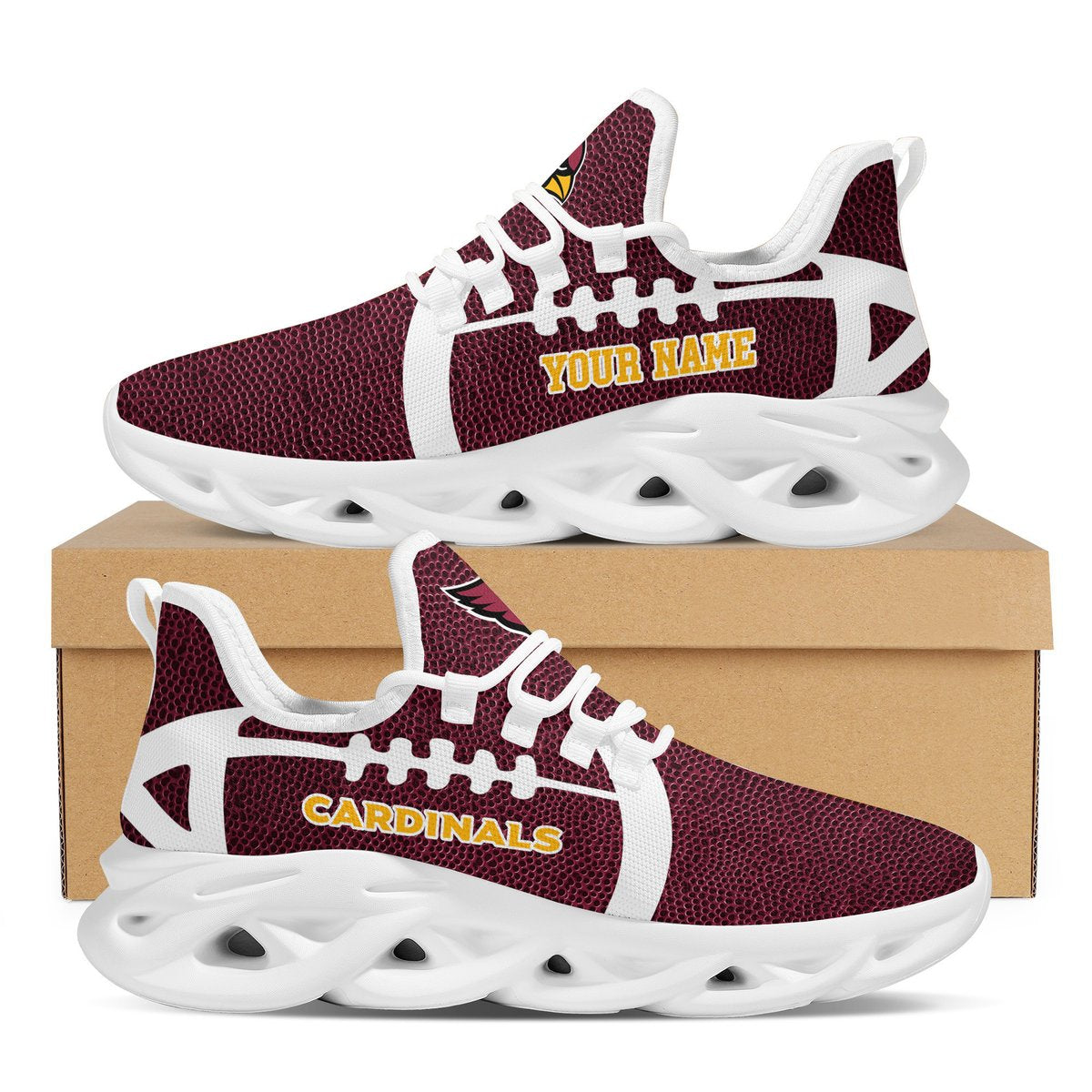 Arizona Cardinals Leather Surface Custom Name Personalized Men And Women Trending Clunky Max Soul Sneakers Shoes Forfans For Men Women