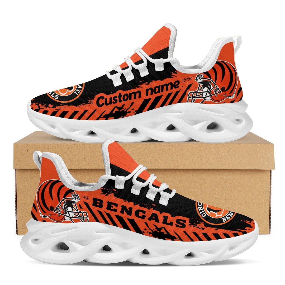 Cincinnati Bengals Americanfootball Team Helmet Custom Name Personalized Men And Women Max Soul Sneakers Shoes For Fans For Men Women