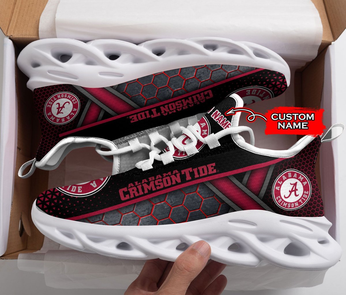 Alabama Crimson Tide Max Soul Sneakers Black And White Nttms080914 For Men Women