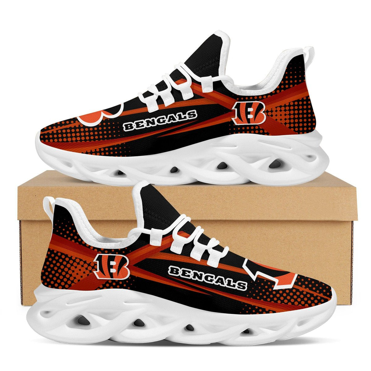 Cincinnati Bengalsfootball Team Symbol Geometric Sporty Max Soul Sneakers Shoes Footwear For Men And Women For Men Women