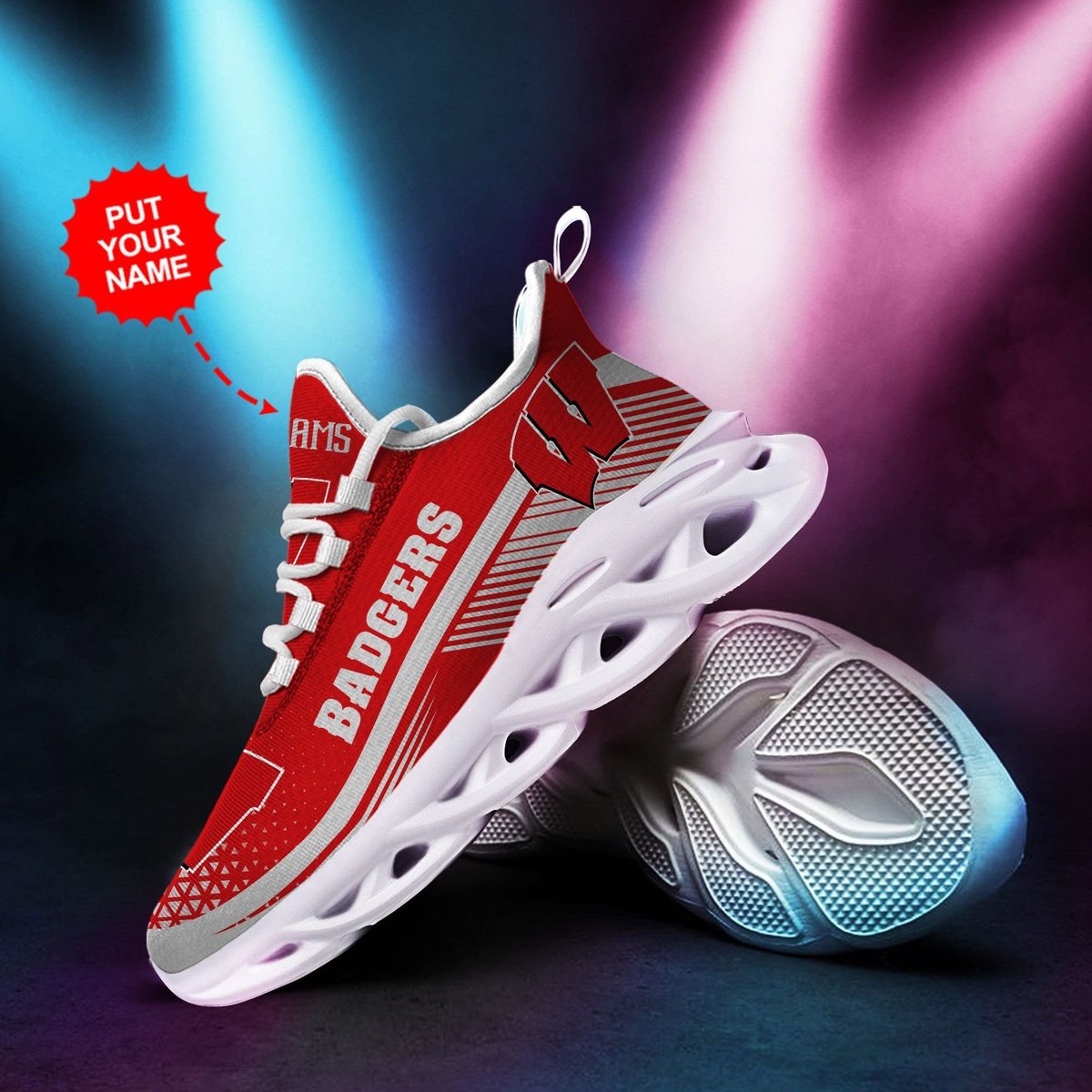 Wisconsin Badgers Custom Personalized Max Soul Sneakers Running Sports Shoes For Men Women For Men Women