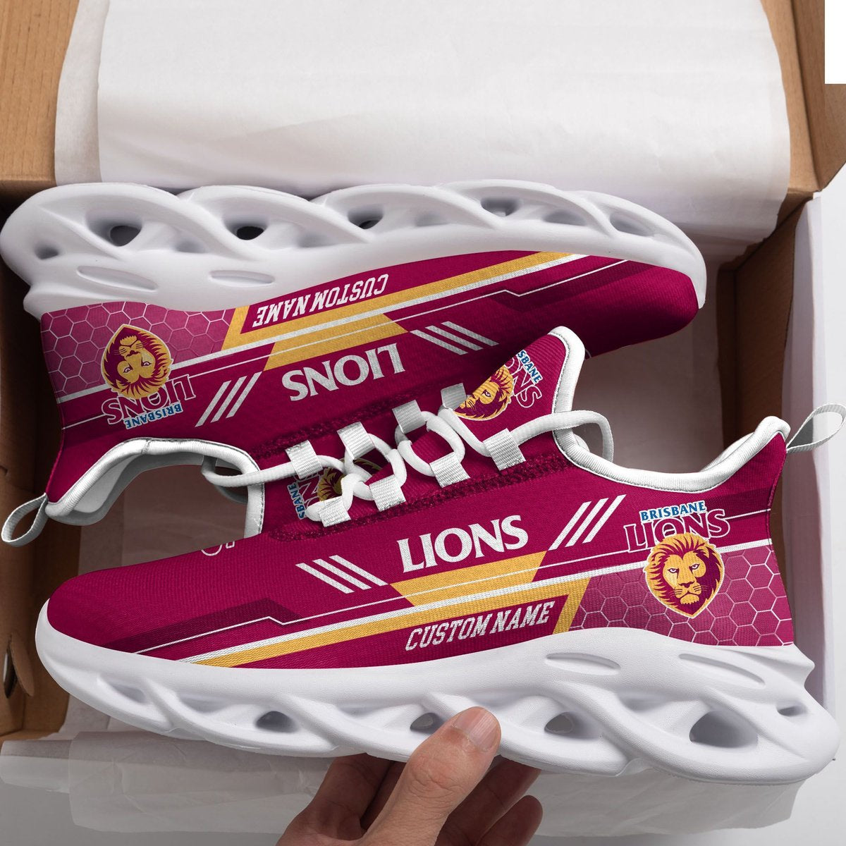 Brisbane Lions Custom Personalized Max Soul Sneakers Running Sports Shoes For Men Women Football Fan Football Fan For Men Women