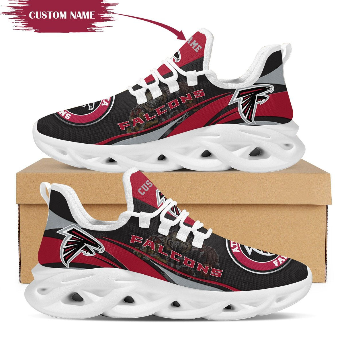 Atlanta Falcons Mascot Custom Name Personalized Max Soul Sneakers Running Sports Shoes For Men For Men Women