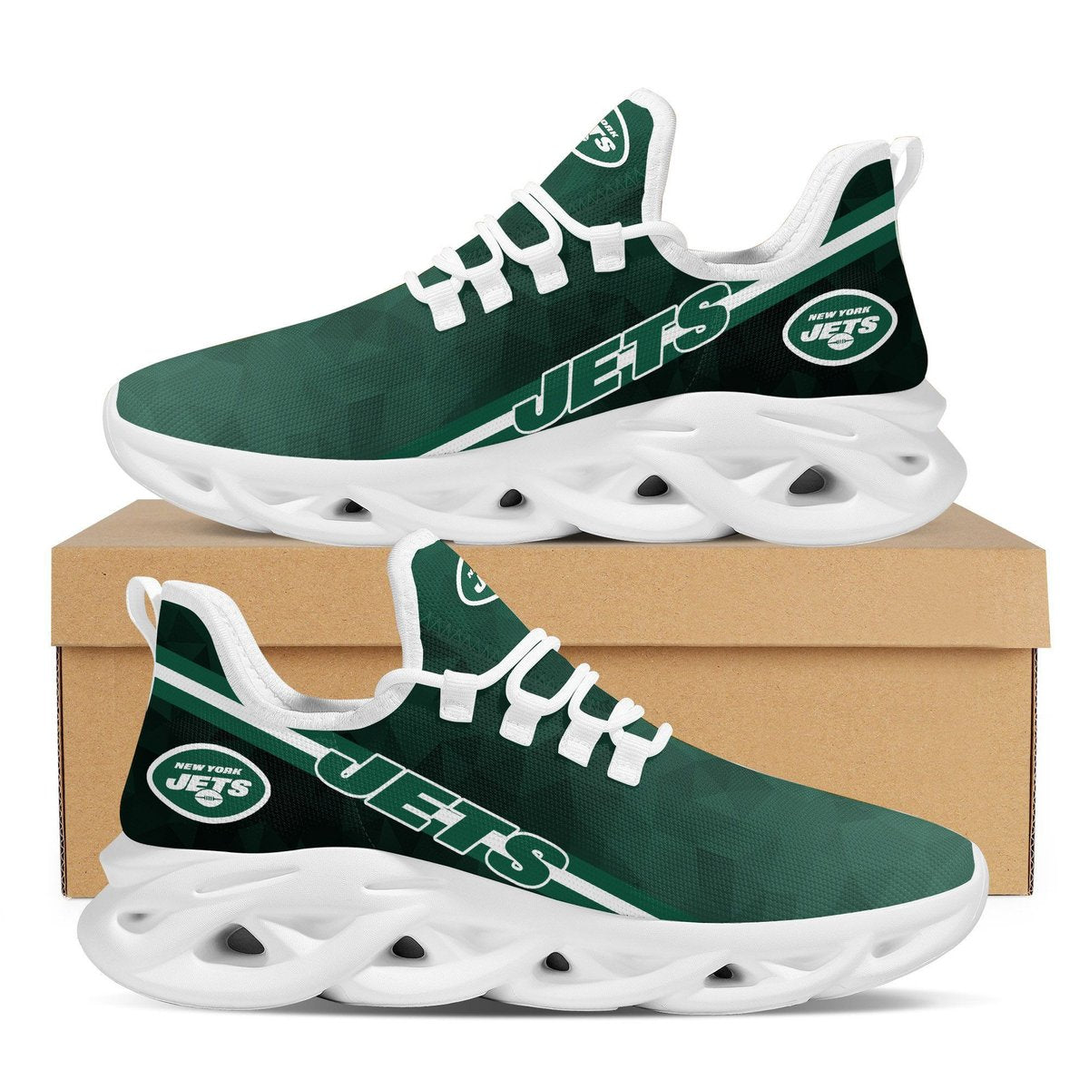 New York Jets Polygonal Design Trending Max Soul Clunky Sneaker Shoes For Mens Womensamerican Football Team Fans For Men Women