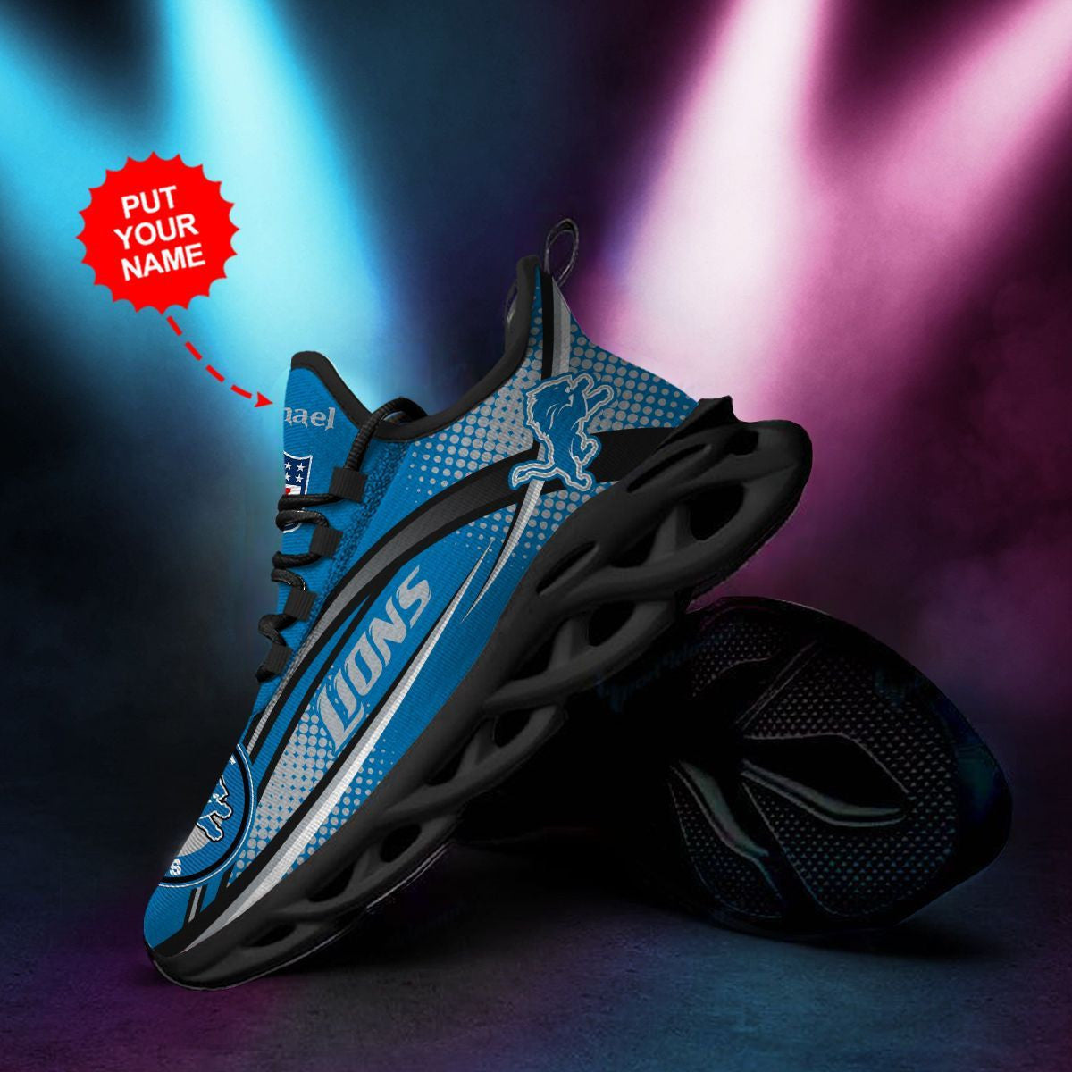 Detroit Lions Custom Personalized Max Soul Sneakers Running Sports Shoes For Men Women For Men Women