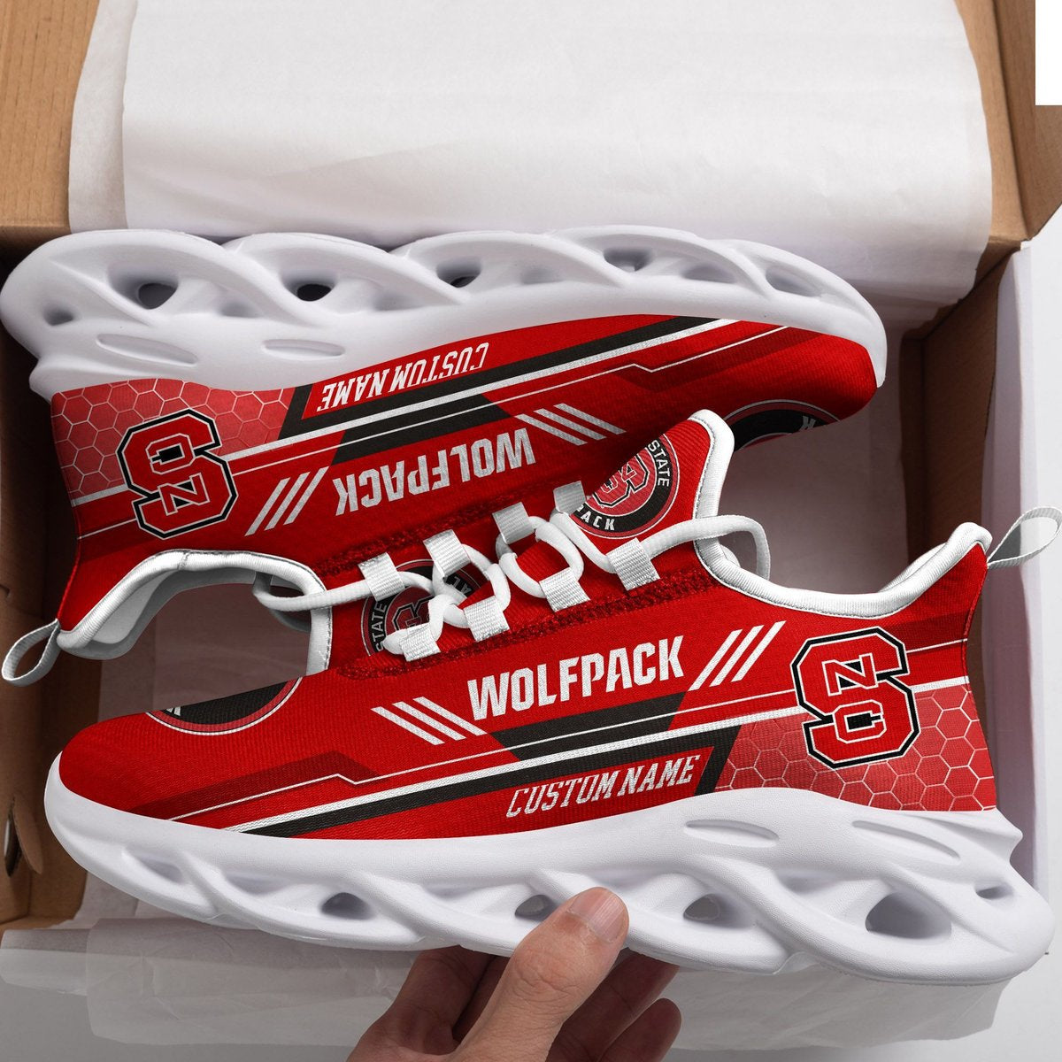 North Carolina State Wolfpack Custom Personalized Max Soul Sneakers Running Sports Shoes For Men Women Football Fan Football Fan North Carolina