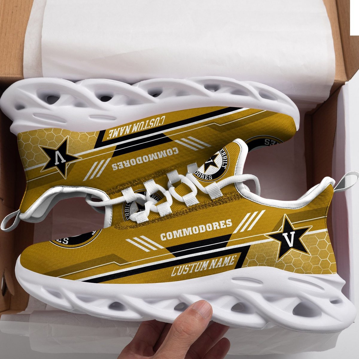 Vanderbilt Commodores Custom Personalized Max Soul Sneakers Running Sports Shoes For Men Women Football Fan Football Fan For Men Women