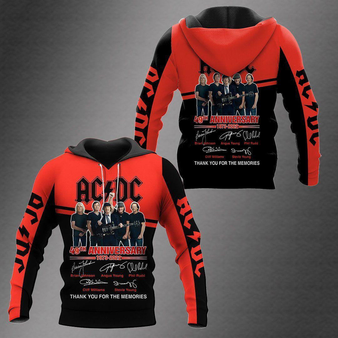 Acdc Music Band Fan Gift, Ac/dc Band Members Signature 49th Anniversary 1973 2022 All Over Print Hoodie, Zip Hoodie 858