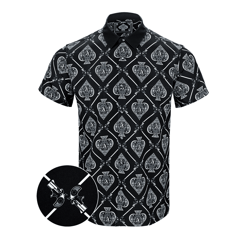 Ace Button Down Shirt Pearl Snaps Apparel Tactical Shirt Hawaii Style Dad Christmas Gifts -WearandDecor