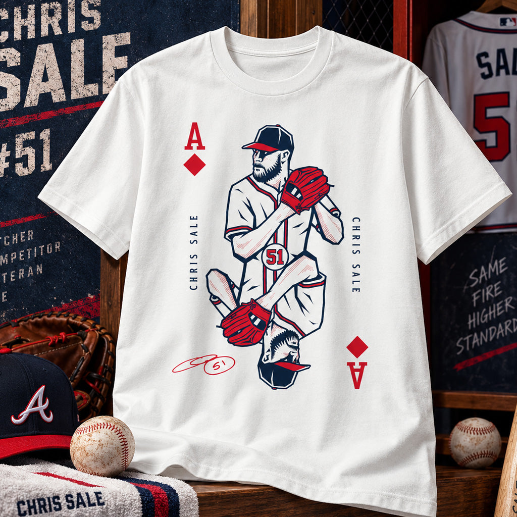 Atlanta Braves Chris Sale Baseball Ace Signature Playing Card Graphic Shirt for Baseball Fans