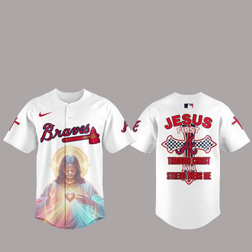 Atlanta Braves JS First Through Christ Who Streng Thens Me Baseball Jersey