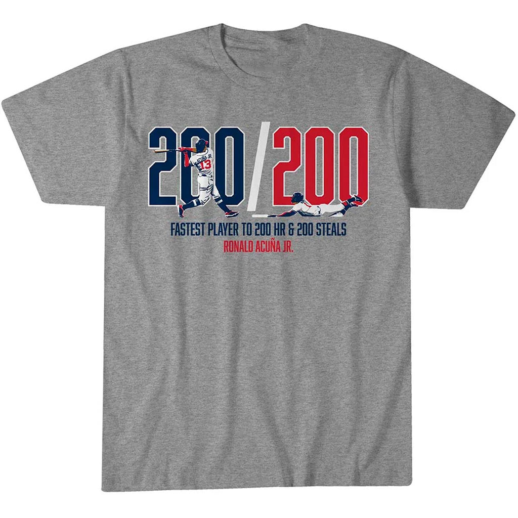 Atlanta Braves Ronald Acuña Jr 200-200 Club Graphic Shirt for Baseball Fans