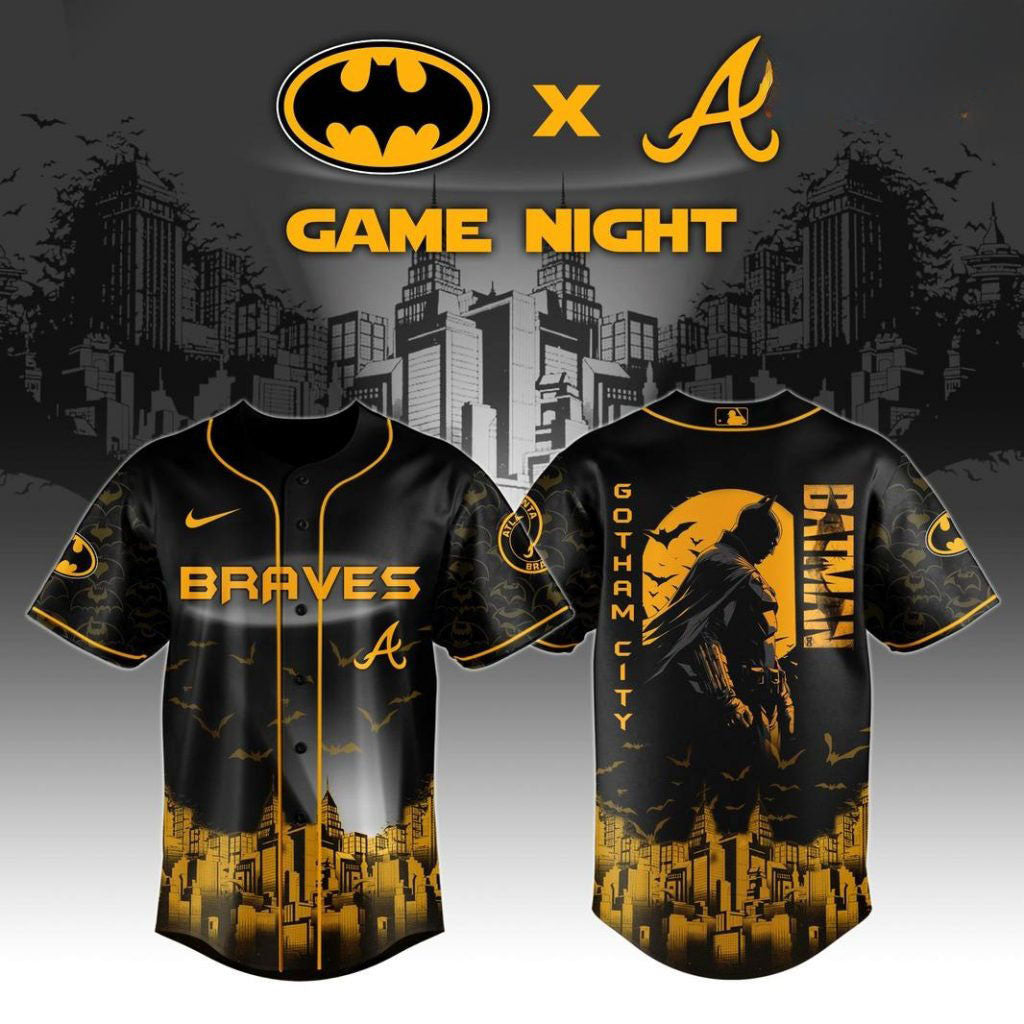 Atlanta Braves x DC Batman Game Night Special Baseball Jersey Presents For Baseball Lovers