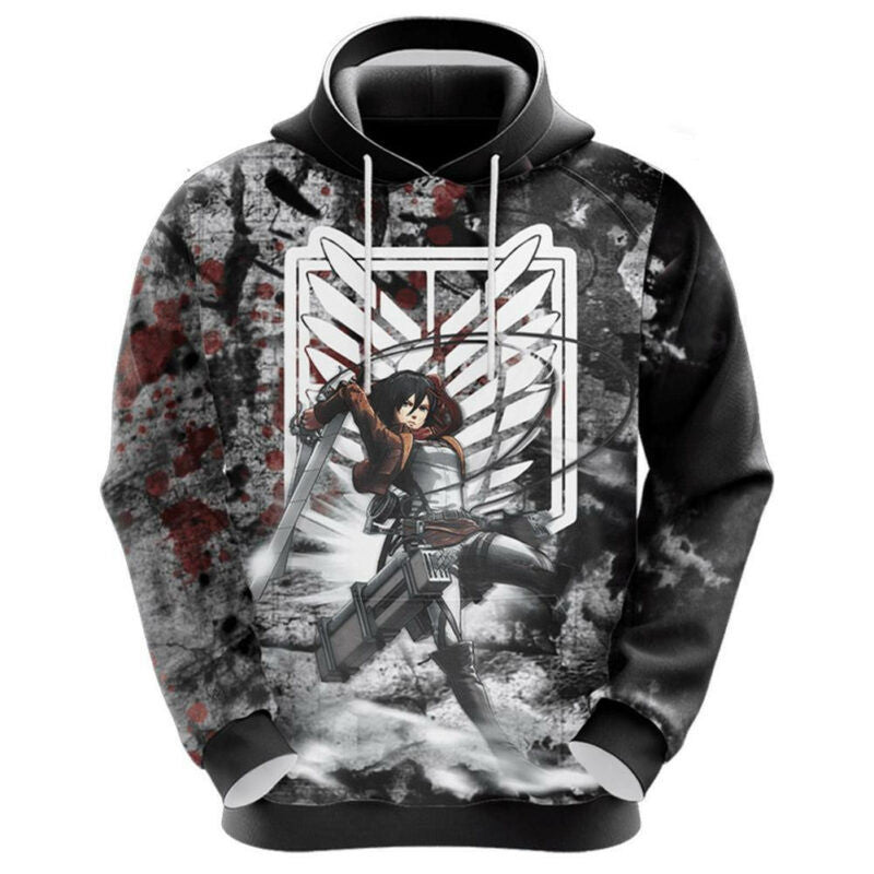 Attack On Titan Hoodie Eren Yeager And Mikasa Survey Corps Symbol 3d Hoodie Zip Hoodie