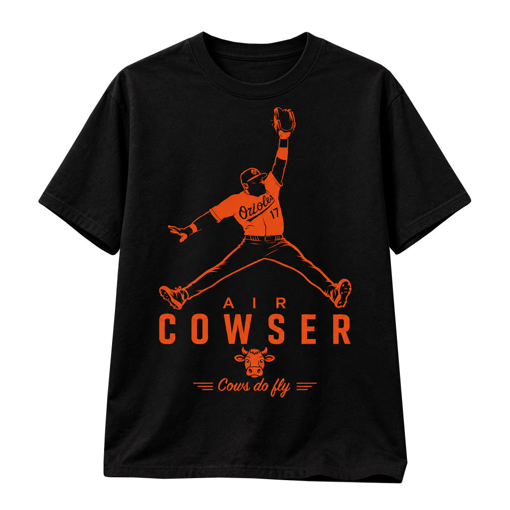 Baltimore Orioles Colton Cowser Air Cowser Cows Do Fly Graphic Shirt for Baseball Fans