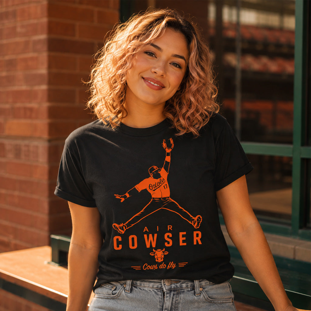 Baltimore Orioles Colton Cowser Air Cowser Cows Do Fly Graphic Shirt for Baseball Fans