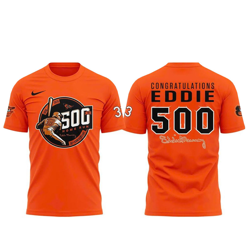 Baltimore Orioles Eddie Murray 500 Home Run Anniversary 2026 Graphic Shirt for Baseball Fans